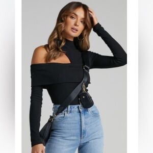Showpo Asymmetric Long Sleeve Cutout Top